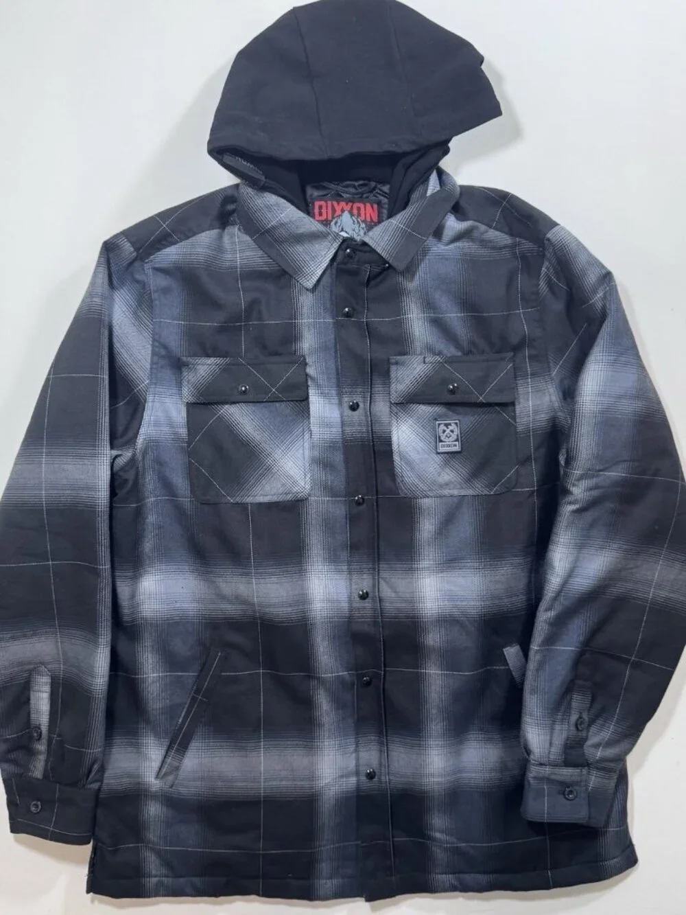 DIXXON Flannel DESTROYER Hooded Flannel Jacket Men's XL Plaid Zip Snap Grunge